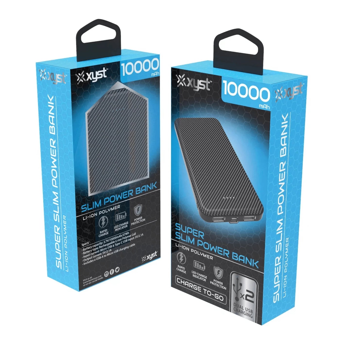 Xyst Super Slim 10000Mah Dual USB Power Bank