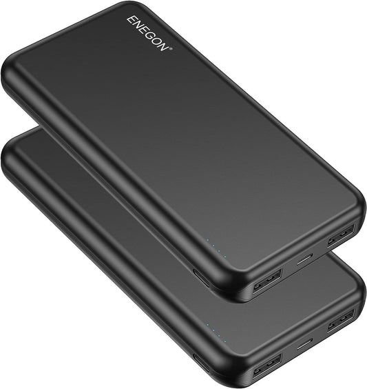 2-Pack Portable Charger Power Bank 10000Mah, the Phone Charger Battery with Type-C In&Out and Dual USB Output for Iphone, Ipad, Galaxy S9, Tablets and More (Battery Pack Black X 2)