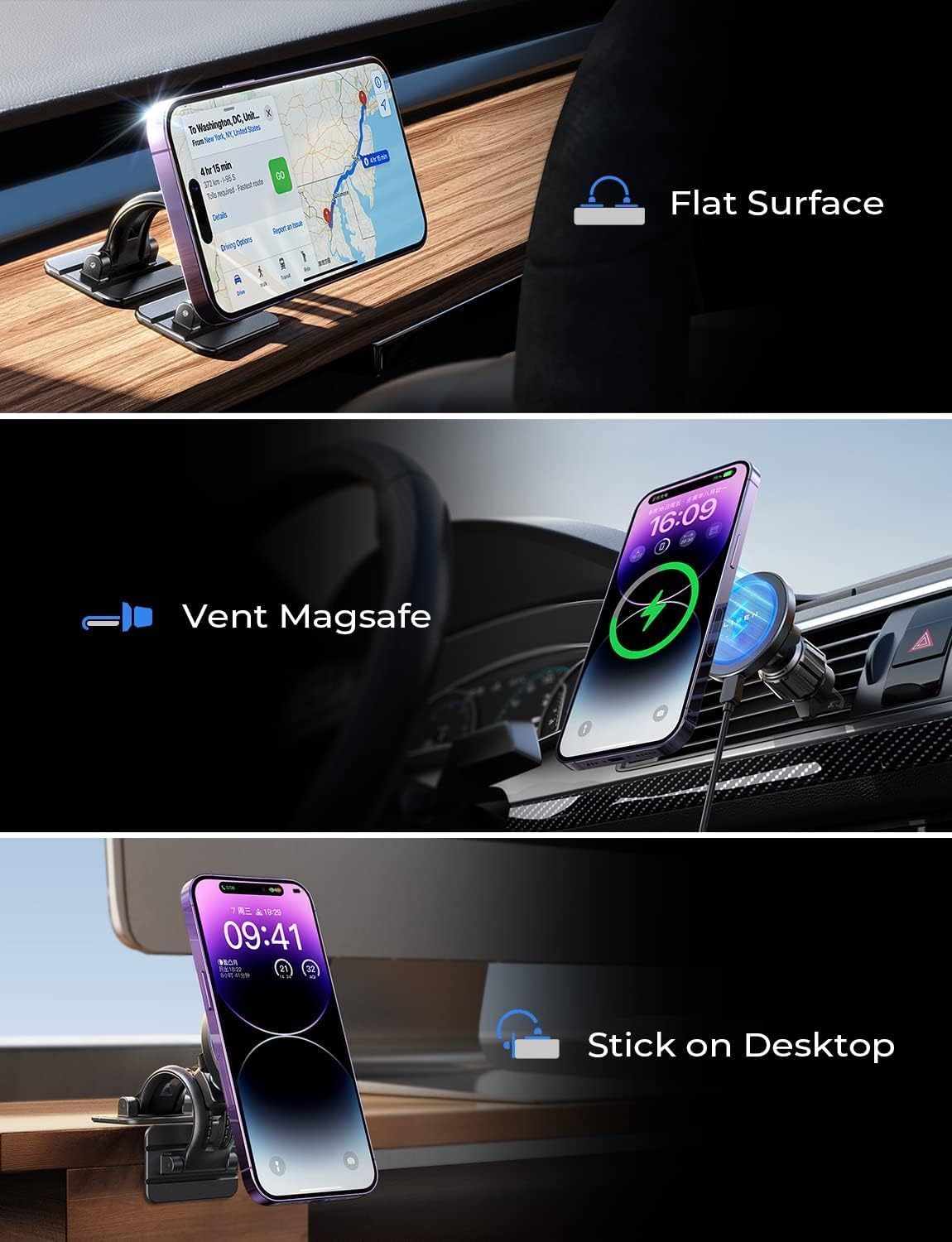 for Magsafe Car Mount Charger, 15W Wireless Charger, Magnetic Car Phone Holder for Air Vents and Dashboard, Fast Charging for Iphone 17 Air 16 15 14 13 12 Pro Max Plus