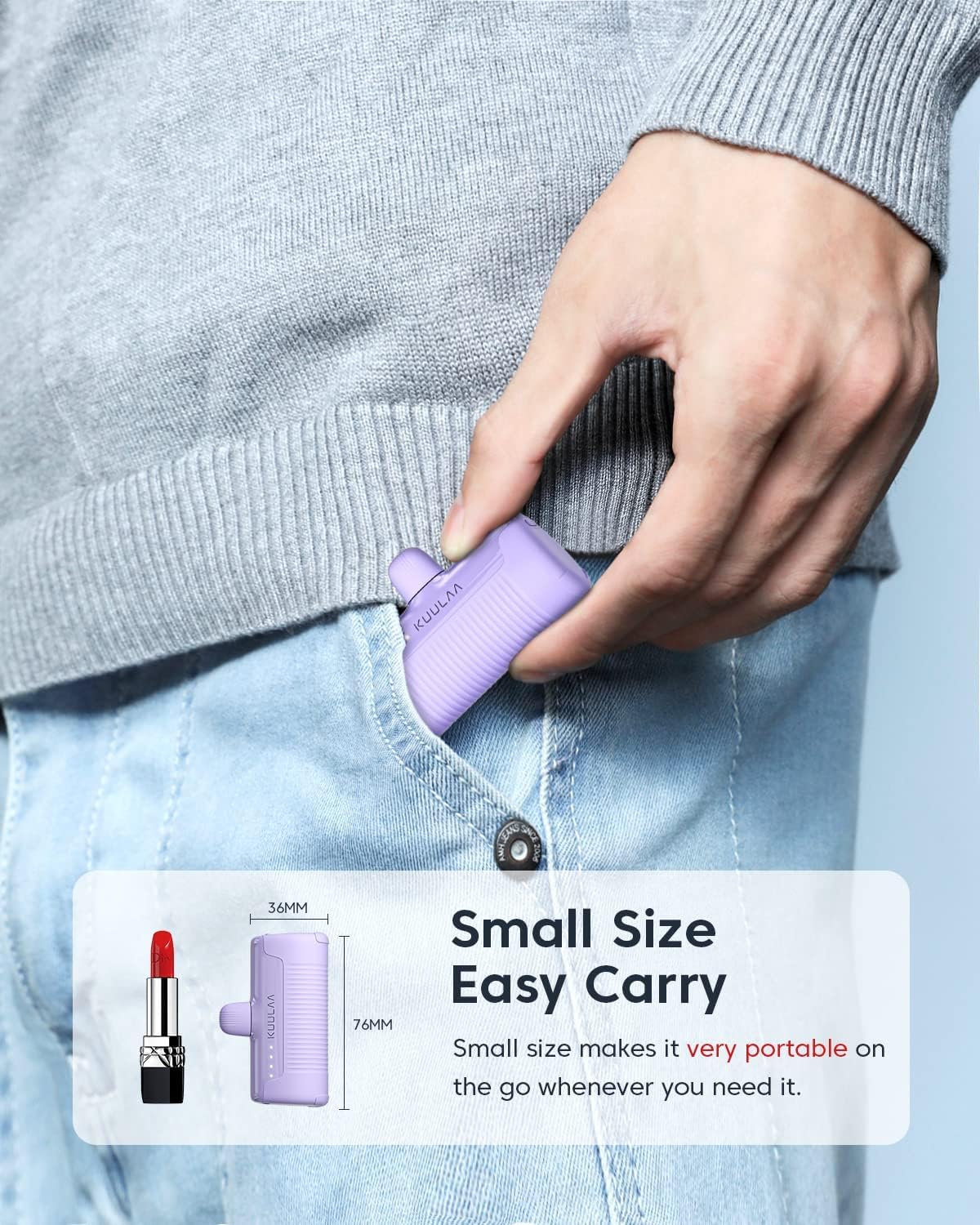 Portable Charger 4500Mah USB C Power Bank, Mini Powerbank Battery Bank Compatible with Iphone 16/15 Samsung - Purple