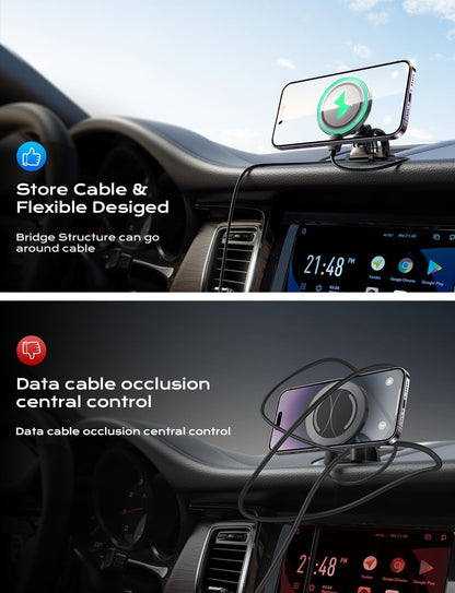 for Magsafe Car Mount Charger, 15W Wireless Charger, Magnetic Car Phone Holder for Air Vents and Dashboard, Fast Charging for Iphone 17 Air 16 15 14 13 12 Pro Max Plus