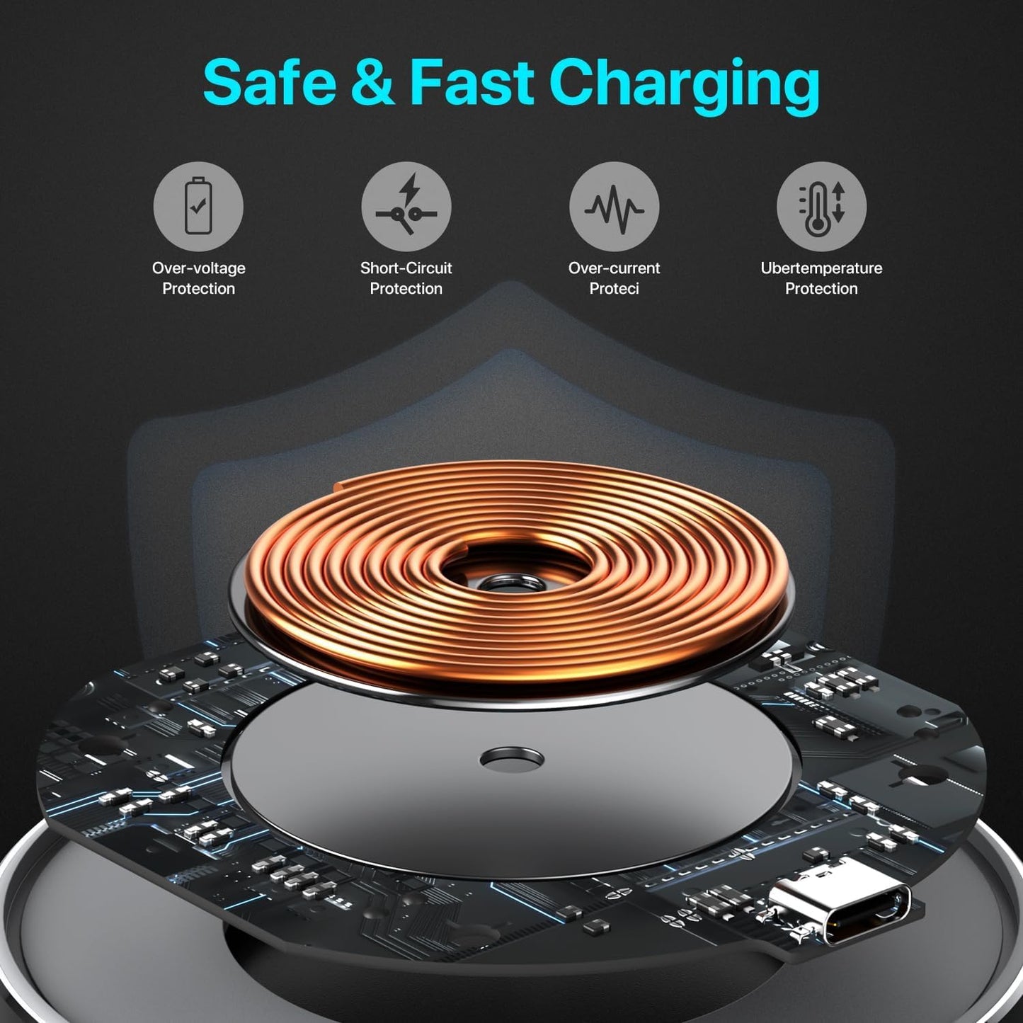 Wireless Charging Pad 20W, Fast Wireless Charger Wireless Phone Charger Compatible with Iphone 12/13/14/15/16, Inductive Charging Station Compatible with Samsung Galaxy S24/S23/S22/S21/Google Pixel