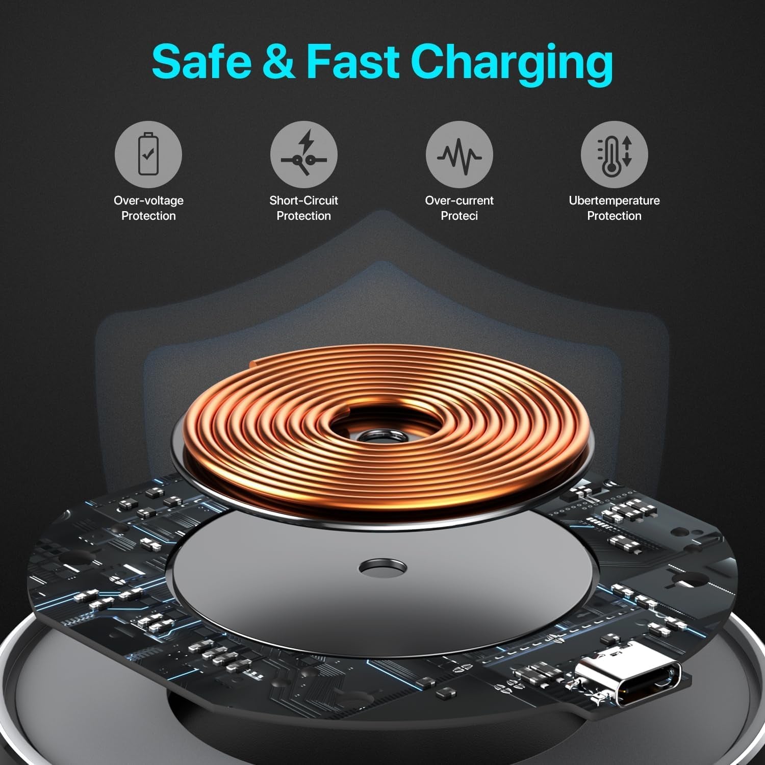 Wireless Charging Pad 20W, Fast Wireless Charger Wireless Phone Charger Compatible with Iphone 12/13/14/15/16, Inductive Charging Station Compatible with Samsung Galaxy S24/S23/S22/S21/Google Pixel