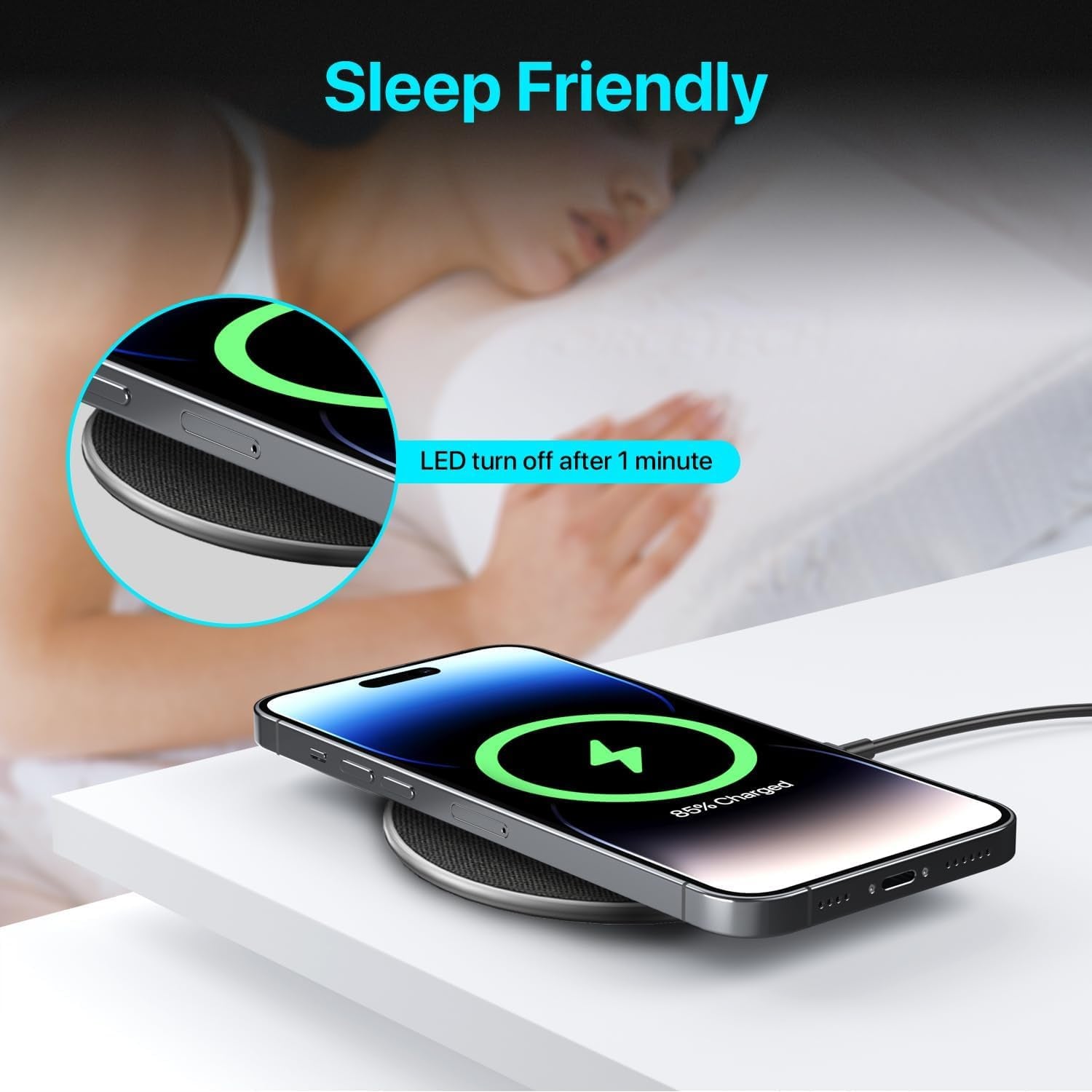 Wireless Charging Pad 20W, Fast Wireless Charger Wireless Phone Charger Compatible with Iphone 12/13/14/15/16, Inductive Charging Station Compatible with Samsung Galaxy S24/S23/S22/S21/Google Pixel
